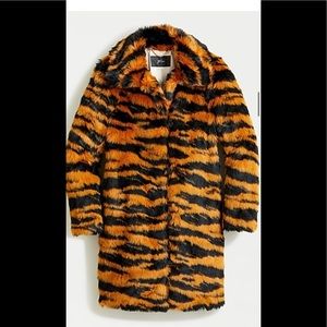 J. Crew Tiger Faux-Fur Coat in Caramel Black